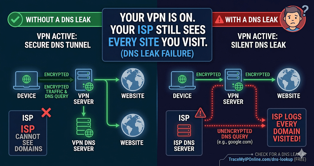 DNS泄露排查流程图包含TUN DNS劫持解析器IPv6和WebRTC检查步骤