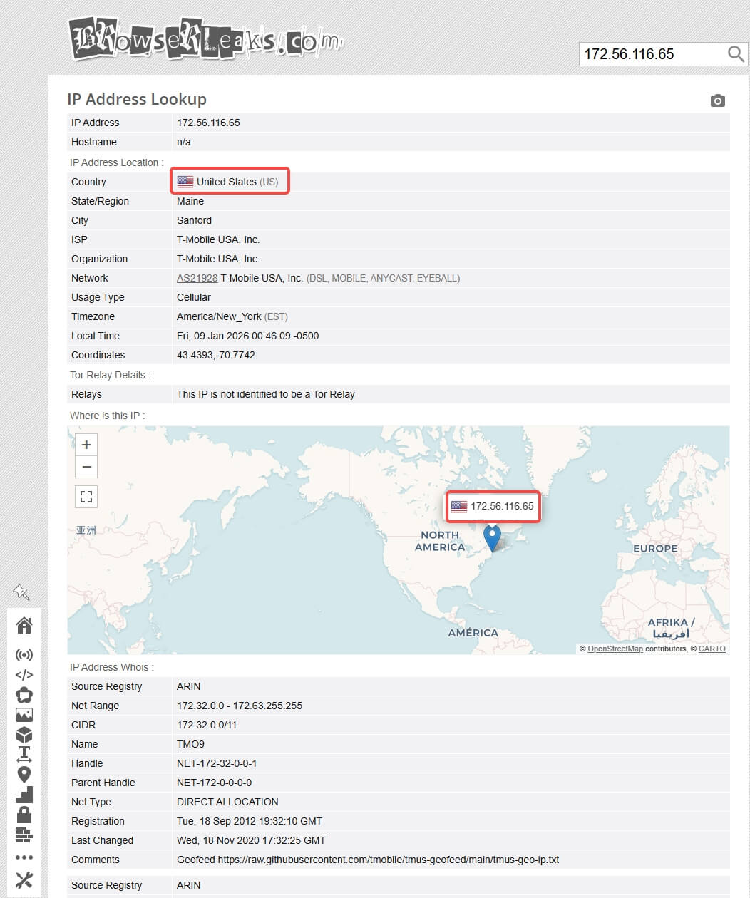 标准化DNS泄露检测结果示例