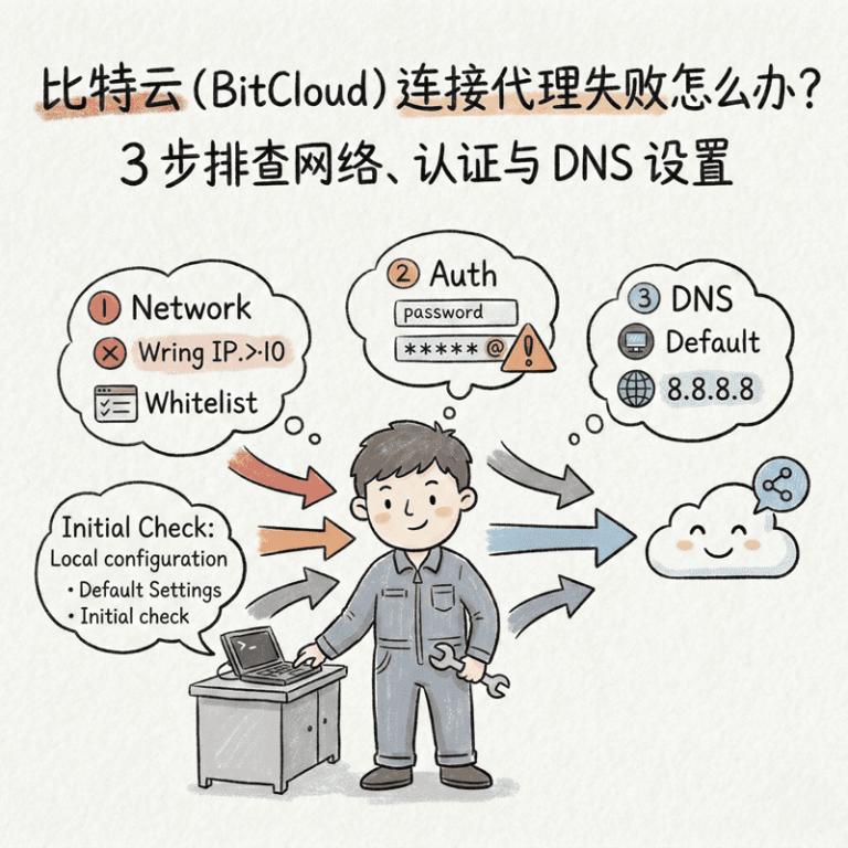 比特云(BitCloud)代理连接失败排查指南，3步解决网络、认证和DNS设置问题