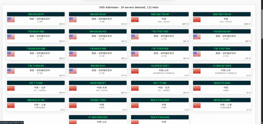 DNS检测报告中的真泄露特征：出现本地ISP名称