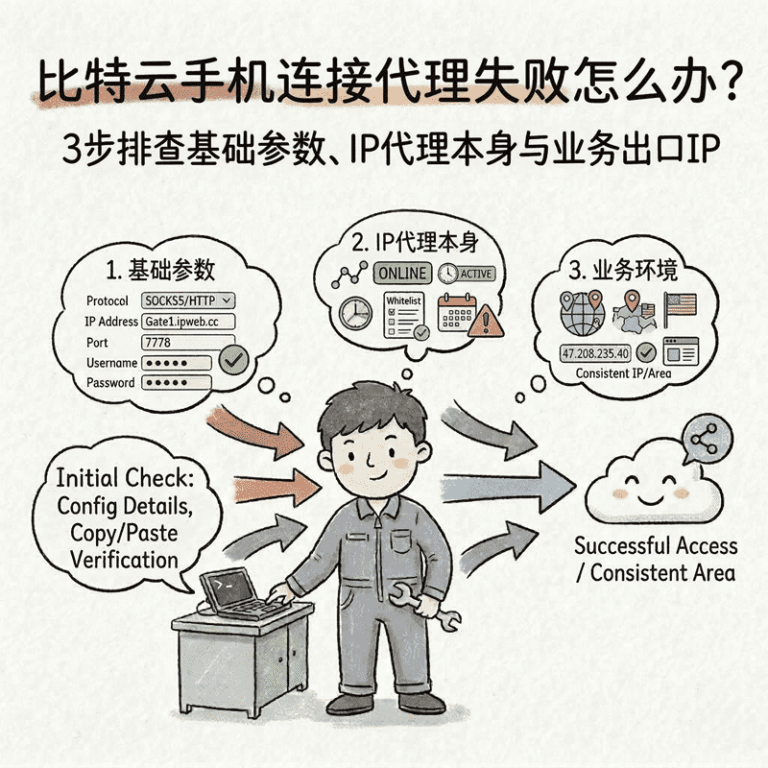 比特云手机连接代理失败怎么办？3 步排查常见问题