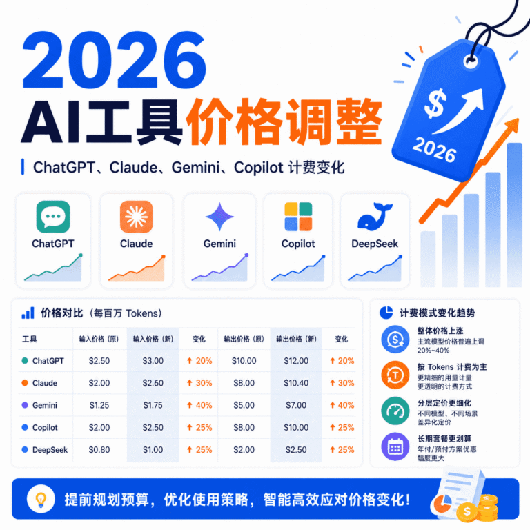 2026 AI工具价格调整：ChatGPT、Claude、Gemini与Copilot计费变化