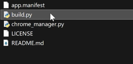 ZIP 文件解压到桌面后可以看到项目中的所有文件和 build.py