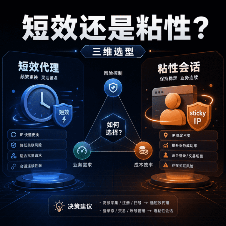 短效代理、粘性会话和静态长效代理怎么选？2026代理选型指南