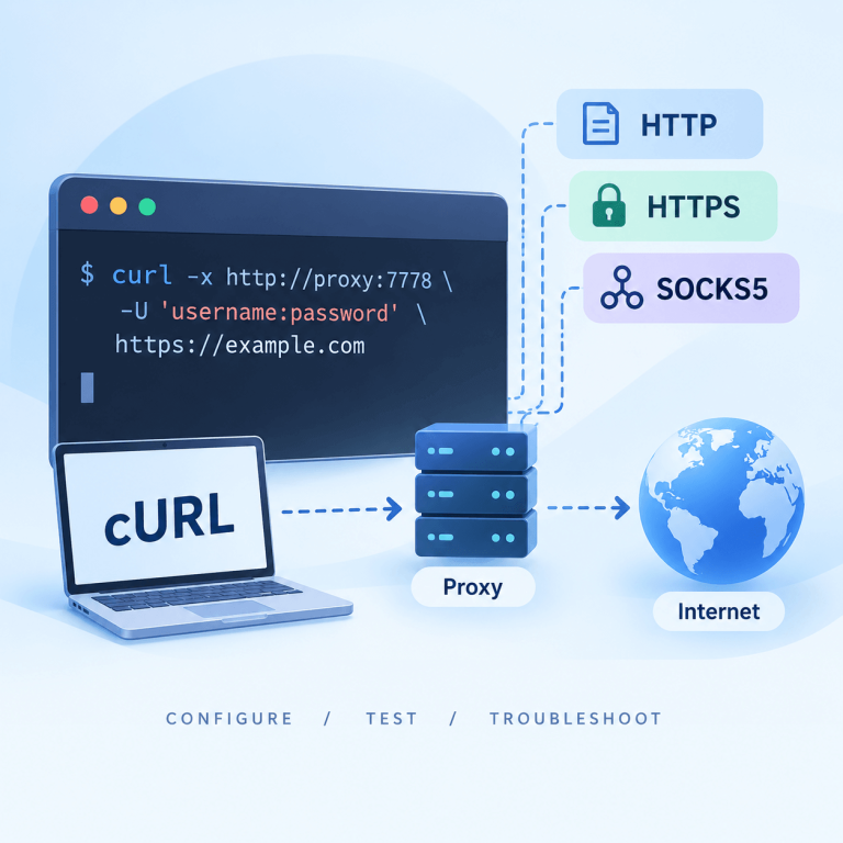 cURL代理怎么设置？HTTP/HTTPS、SOCKS5配置与认证测试