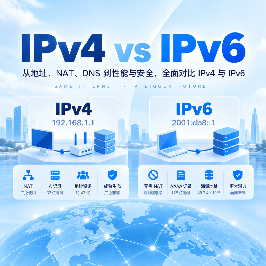IPv4 和 IPv6 有什么区别？核心技术与实际使用对比