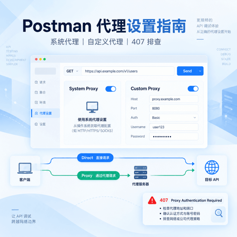 Postman代理怎么设置？系统代理、自定义代理与连接测试