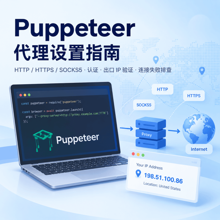 Puppeteer代理怎么配置？启动参数、代理认证与出口IP验证