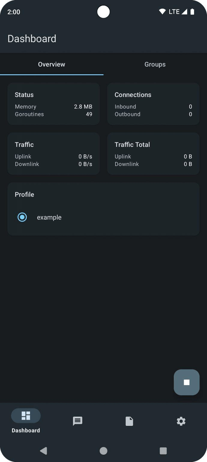 sing-box for Android SFA 官方客户端页面截图
